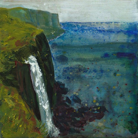 Waterfall at Kilt Rock - Abstract Impressionist Painting of Skye Scottish Highlands