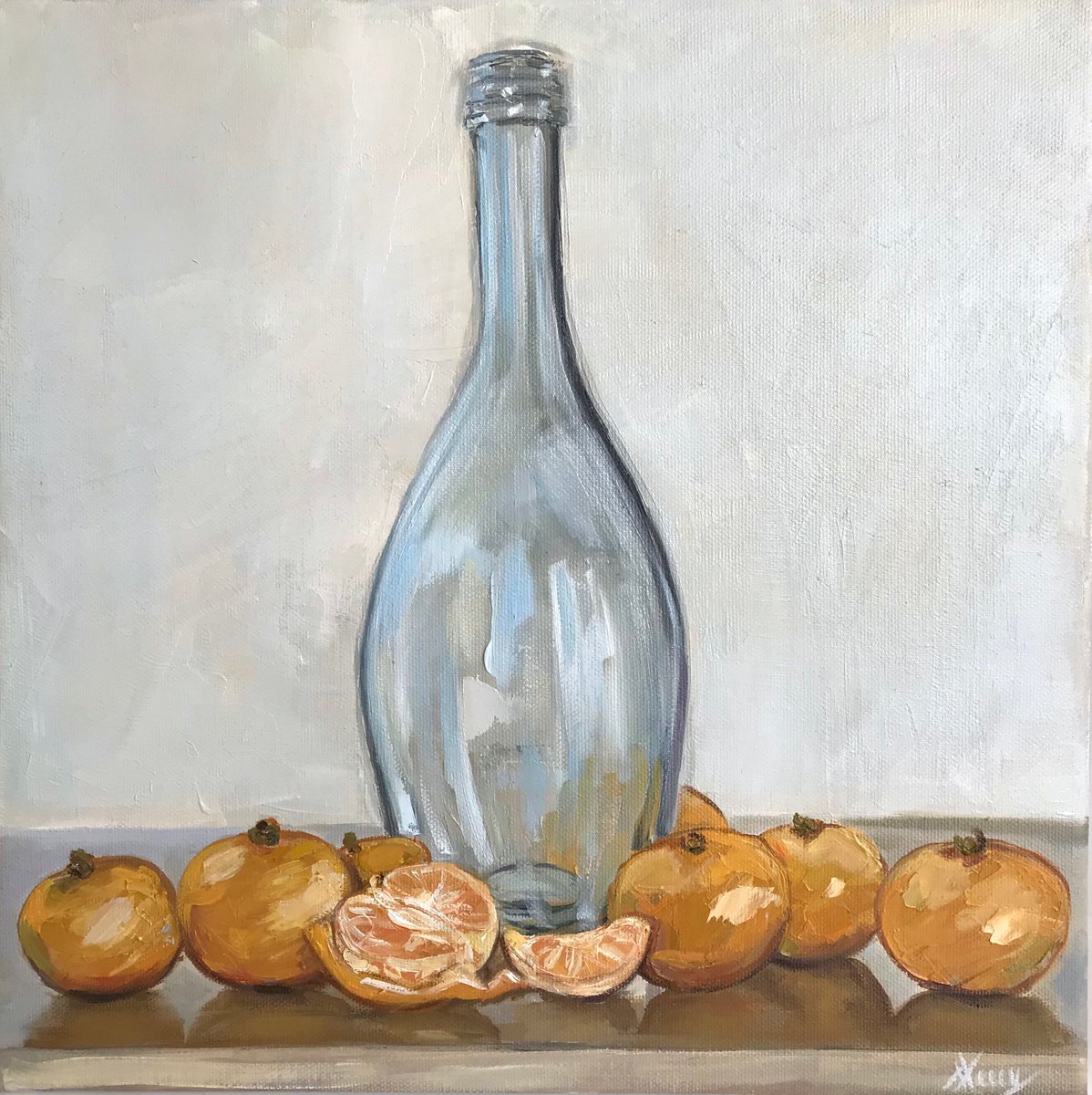 Still life Tangerines Painting 30x30cm by Leysan Khasanova