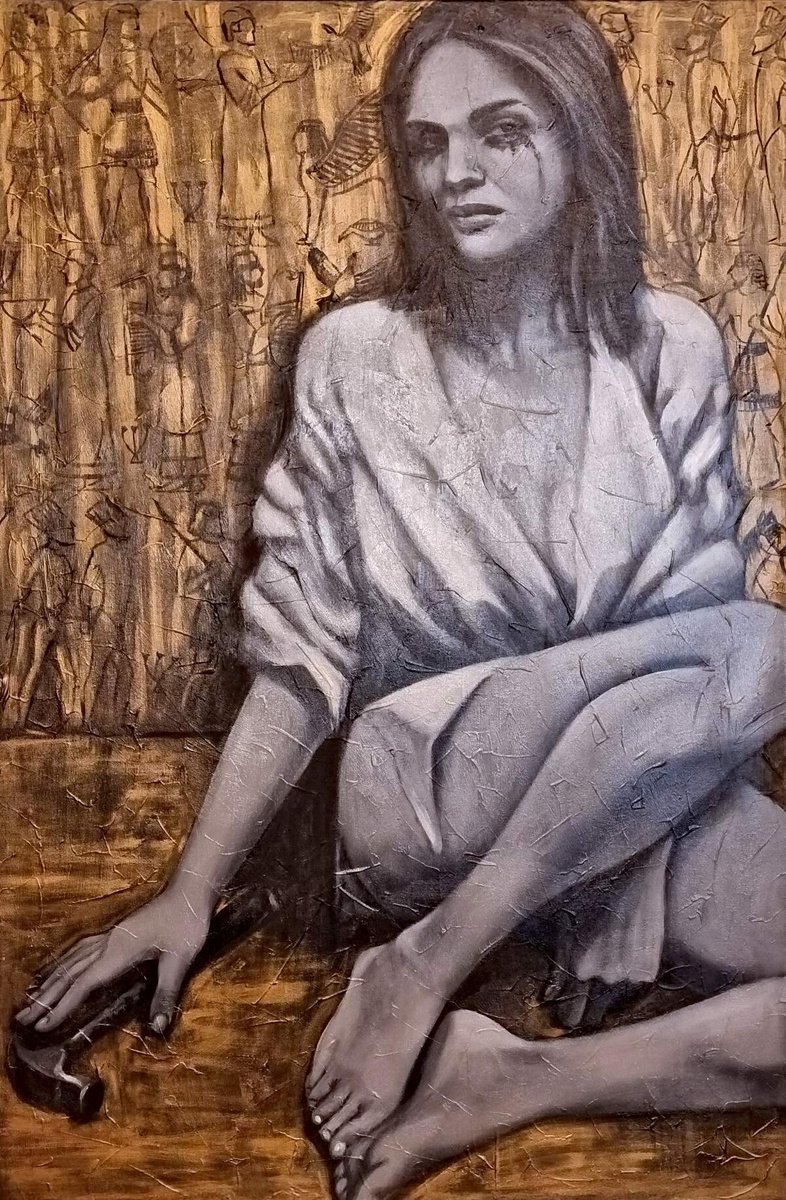 Expressive Portrait Oil Painting By Artmoods Tp, 24 X 35, Jael. Kill Him With Kindness, Original Artwork