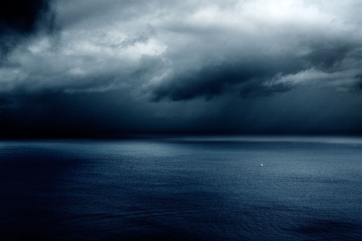 Yacht in a storm by Douglas Kurn