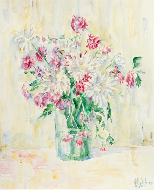 Flowers in a Glass Vase 1 by Slav Nedev