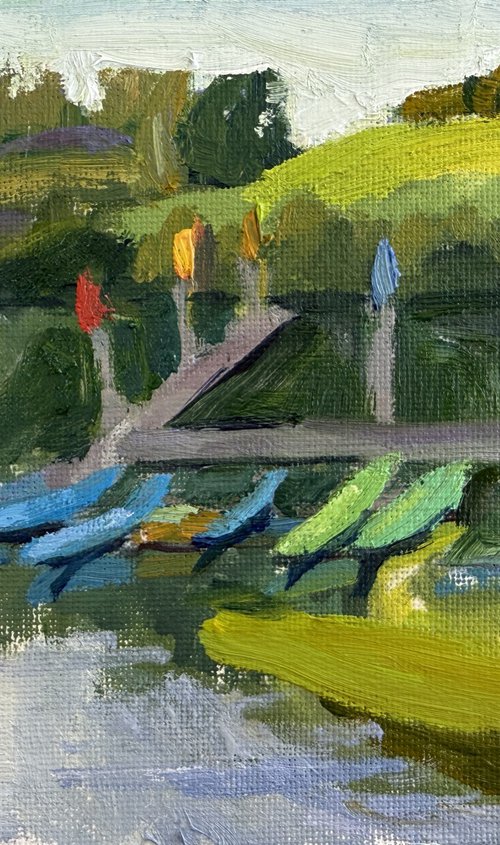 Boats at lake Chabot by Kate Sosonna