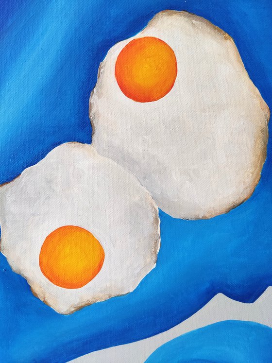 Still life with baked eggs
