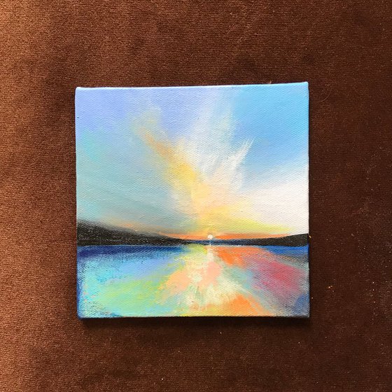 Over the horizon !! Small Painting !! Mini Painting !! Abstract Landscape