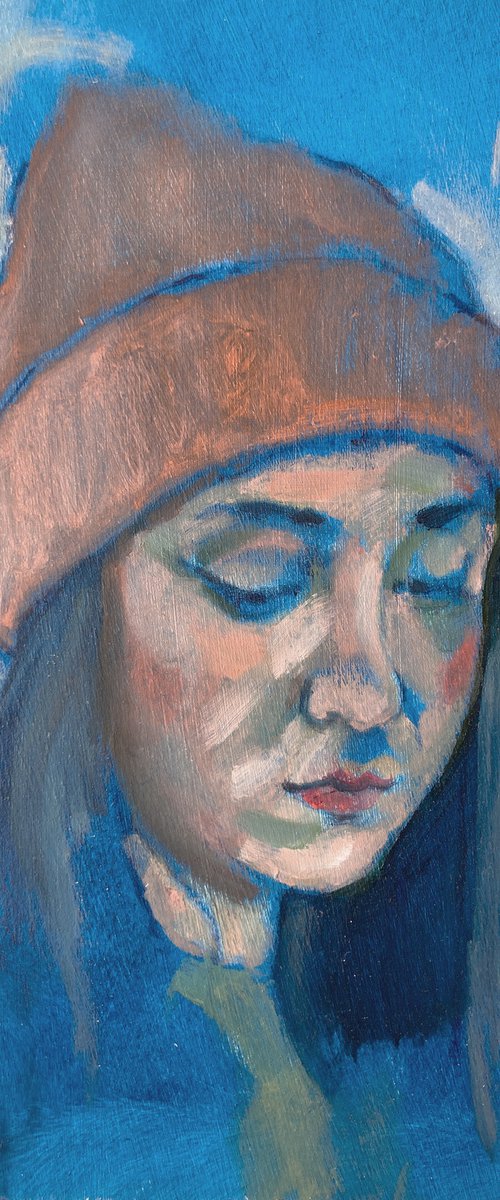 Girl with Orange Hat by Donna Gray