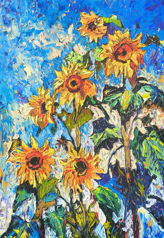 Sunflowers Under the Sky