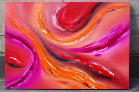 Osmosis II, 100x70 cm, Deep edge, LARGE XL, Original abstract painting, oil on canvas