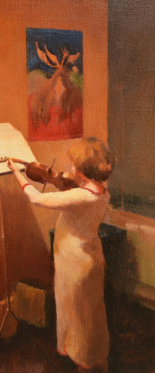 Violin lesson at midnight by KAZUHIKO