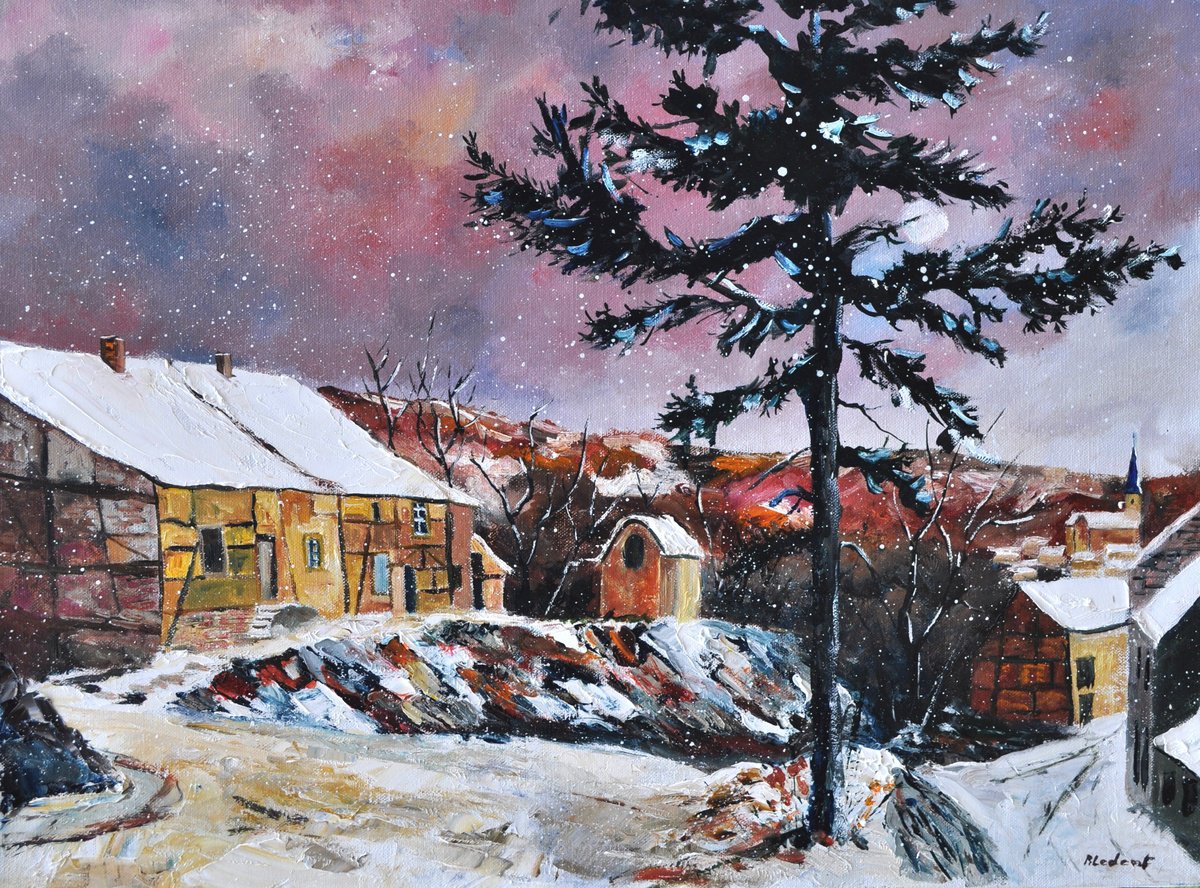 A village in winter Houroy by Pol Henry Ledent