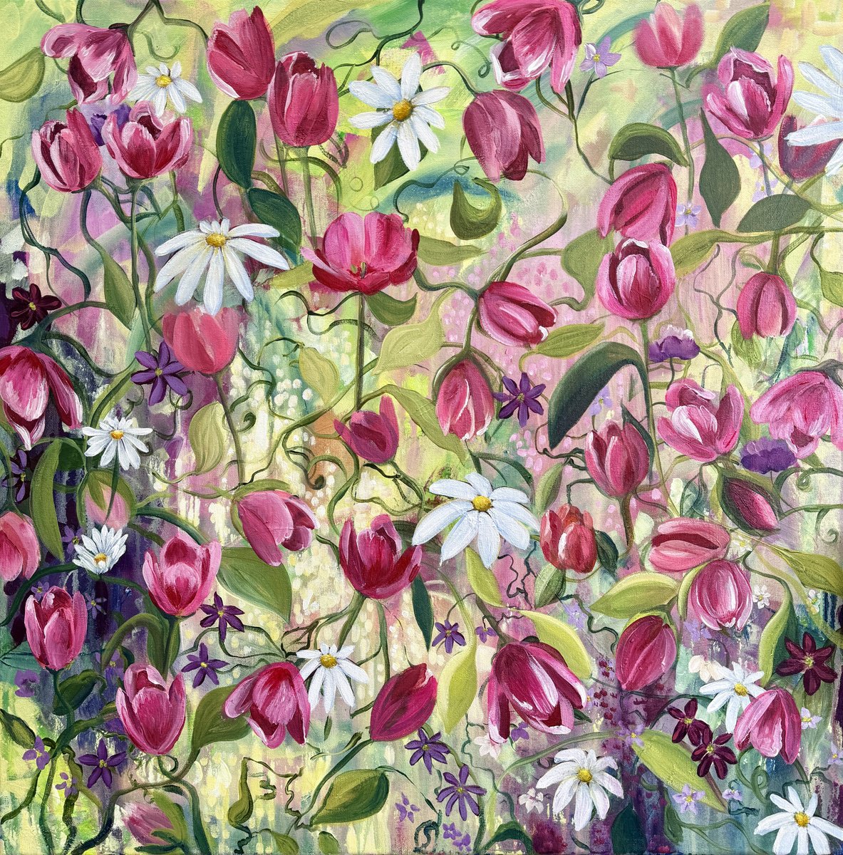 Chromatic Garden By Emma Sian Pritchard, 30 X 30, Artwork For Sale On Artfinder