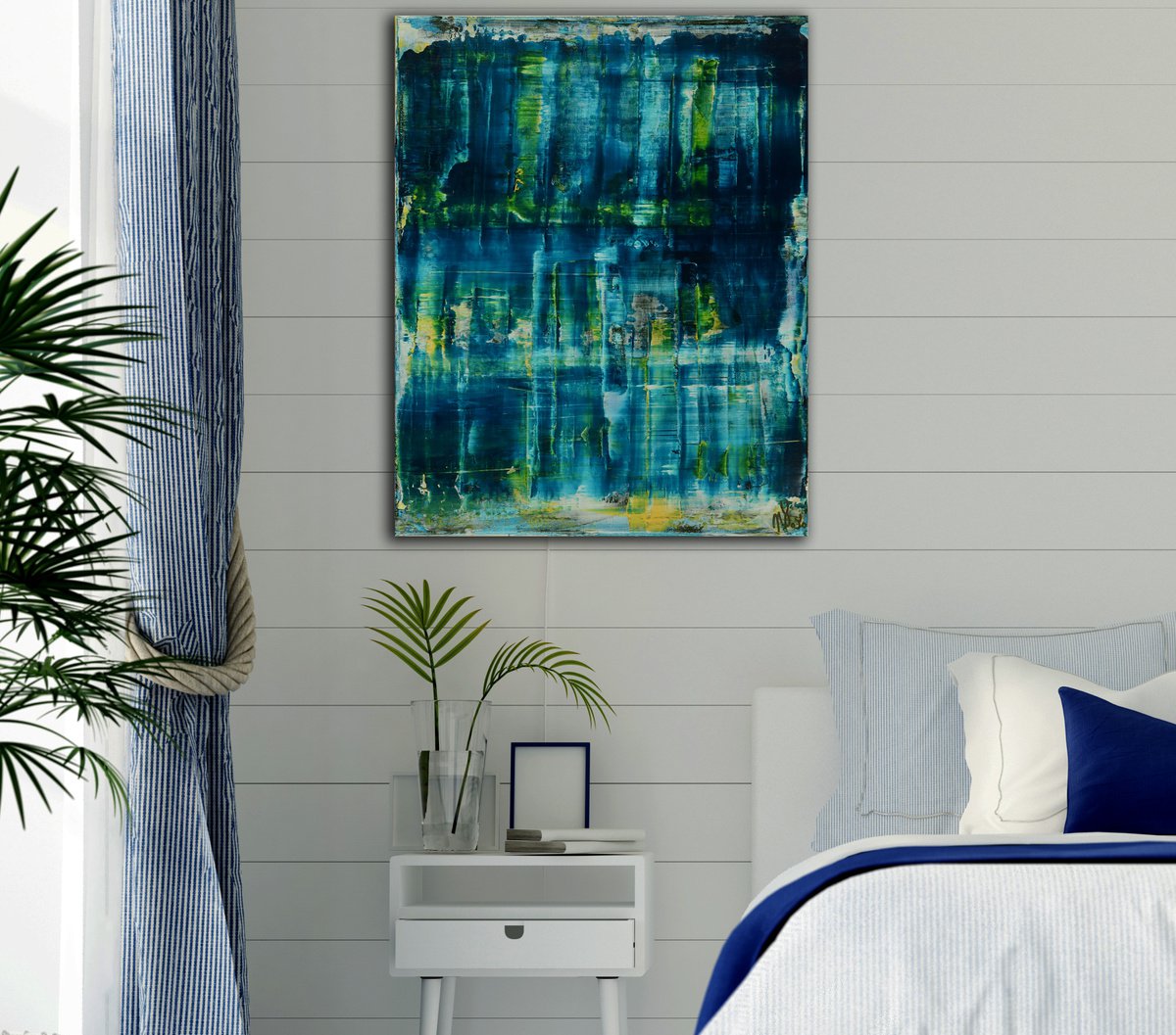 Abstract Acrylic Painting By Nestor Toro, 16 X 20", Emerald Forest Spectra 1, Original Artwork