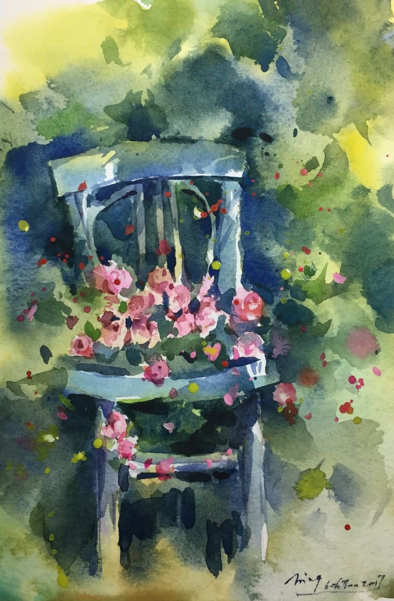 Impressionistic Botanical Watercolour By Jing Chen, 7 X 11, Dream 2, Original Artwork