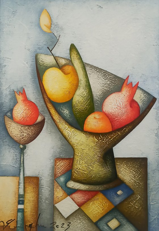 Naive still life (35x25cm, acrylic/canvas, ready to hang)