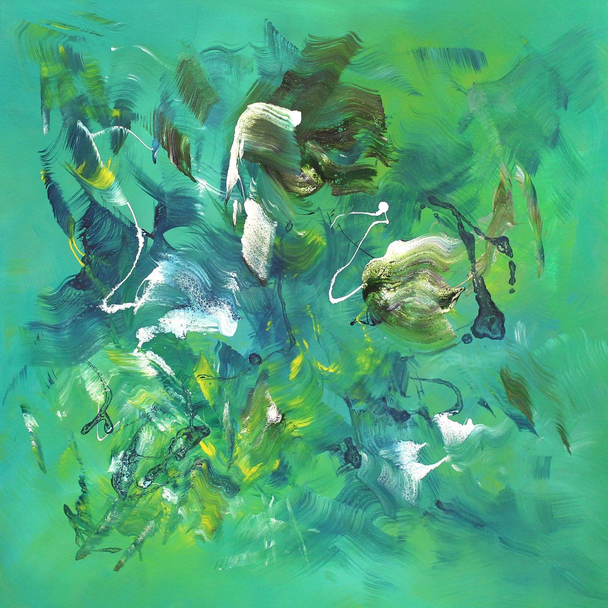 Expressive Abstract Acrylic Painting By Paresh Nrshinga Frsa, 40 X 40", Connexion De L