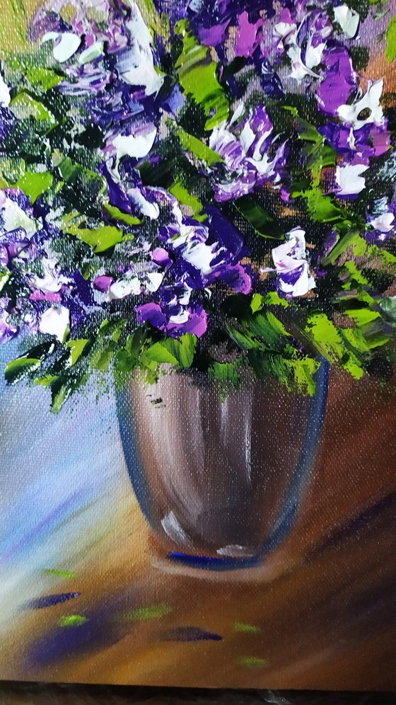 Flowers, small original oil painting, Gift, bedroom painting