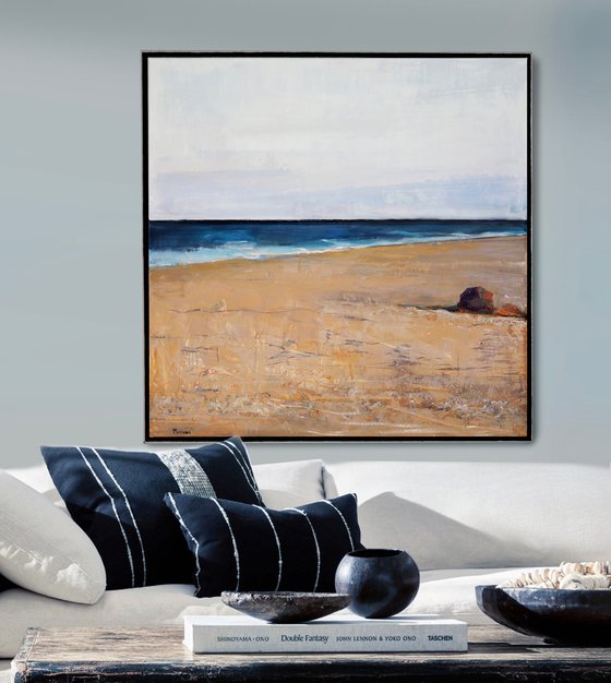 Denim Beach 30x30" 76x76cm Contemporary Art by Bo Kravchenko