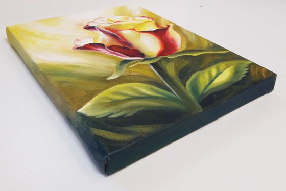 Rose flowers painting, floral wall art, small gift for woman