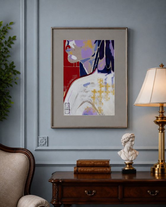 Shoulders (2021) abstract portrait in acrylic