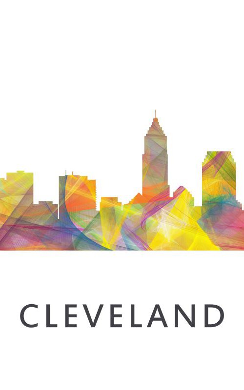 Cleveland Ohio Skyline WB1 by Marlene Watson