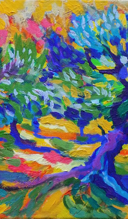 Olive grove in cadmium yellow by Maja Grecic