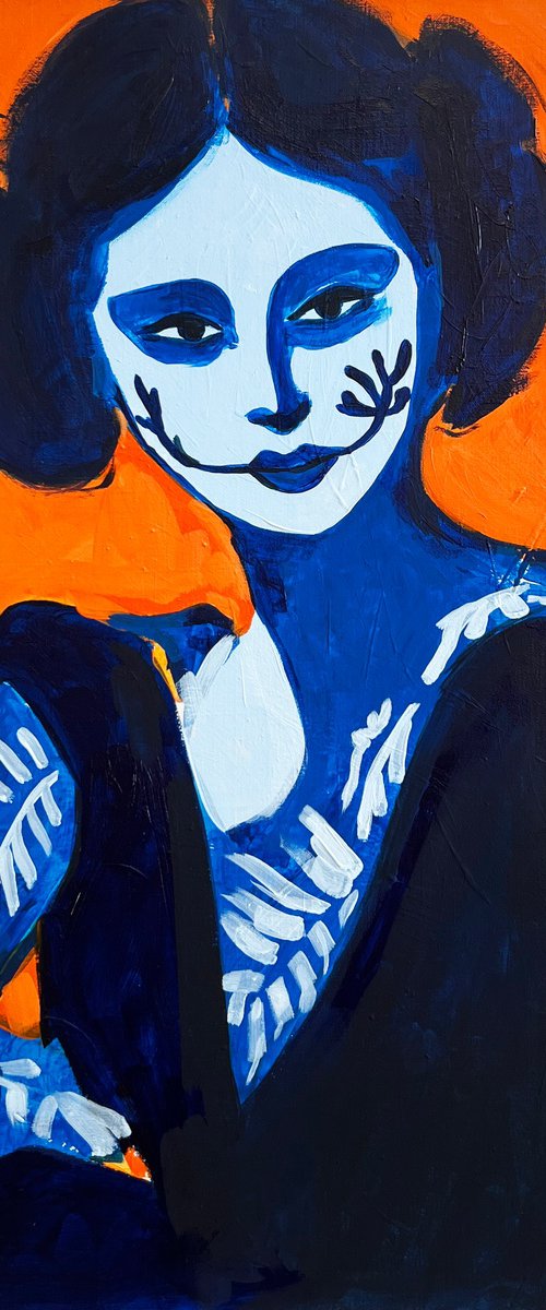 Halloween Woman blue & orange by Sasha Robinson