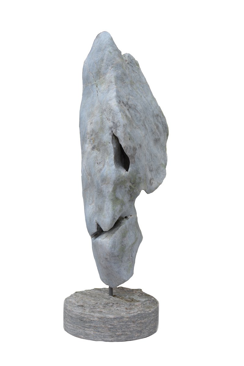 Expressive Portrait Stone Sculpture By Ognyan Chitakov, 7 X 18", "Voldemort", Original Artwork