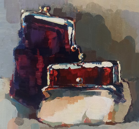 Still life - woman wallet (24x30cm, oil painting, ready to hang)
