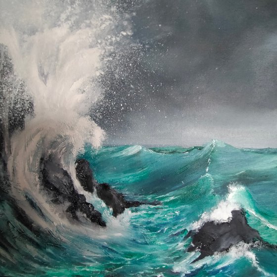 Stormy Sea; original Seascape oil on canvas