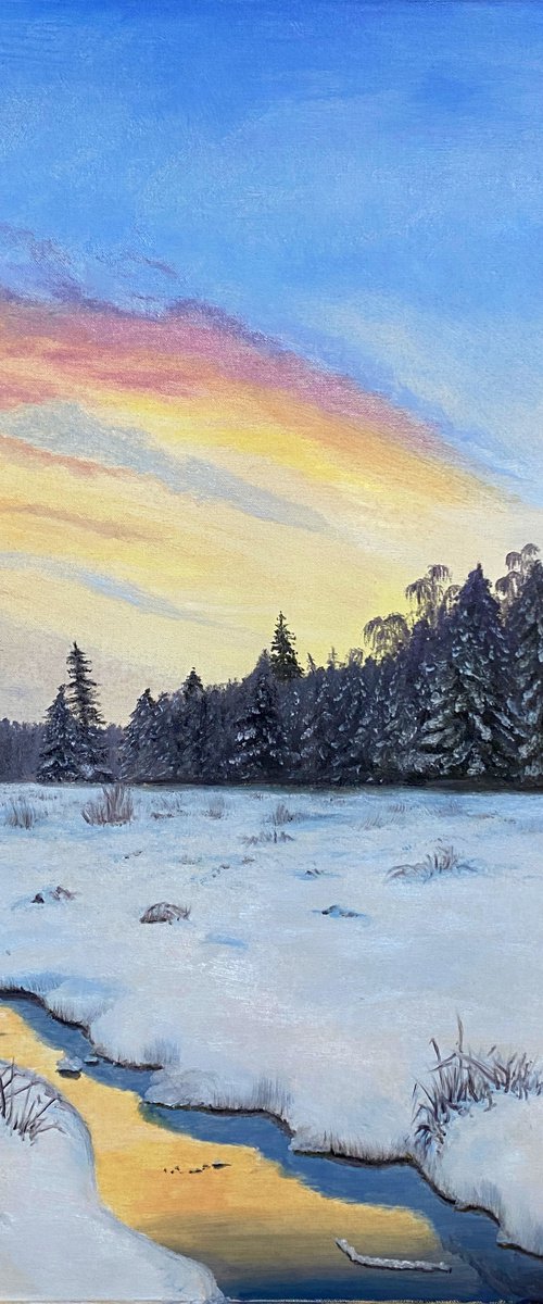 Winter stream, 60 x 80 cm by Marina Zotova
