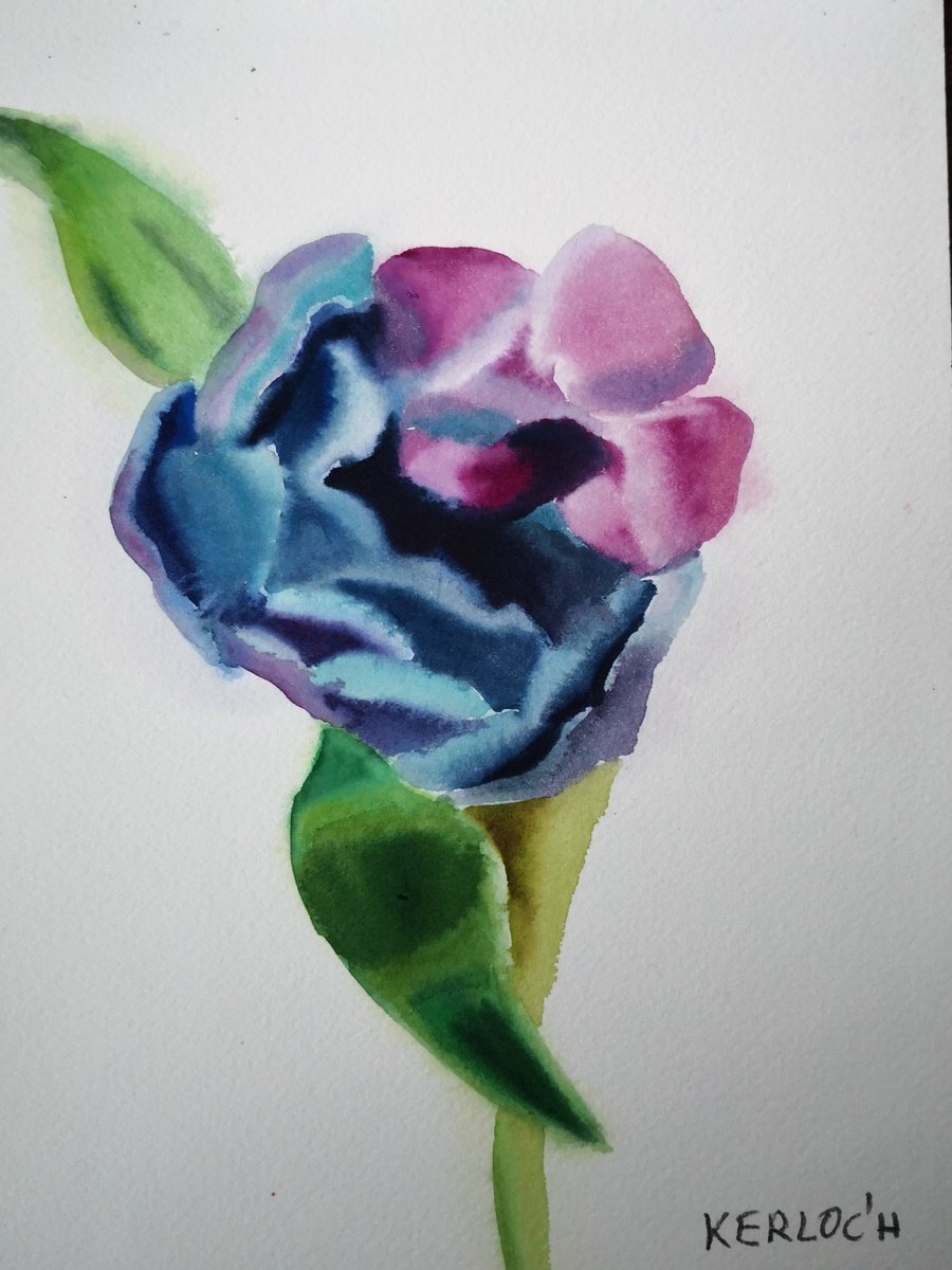 Expressive Botanical Watercolour By Anyck Alvarez Kerloch, 7 X 11, Purple Tulip, Original Artwork