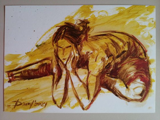 Nude-study female oil on paper