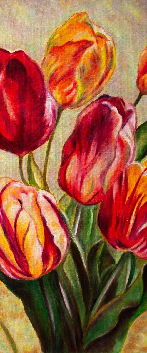 TULIPS by Vera Melnyk (Original Oil Painting Gift for nature lovers) by Vera Melnyk