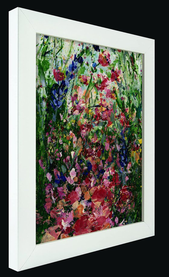 Magenta Field 2 - Framed Floral Painting by Kathy Morton Stanion