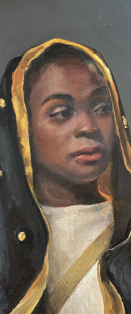 Modern young black woman oil portrait Classical Style. by Jackie Smith