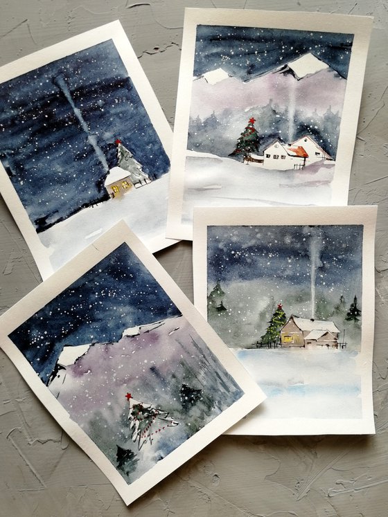 Christmas winter painting