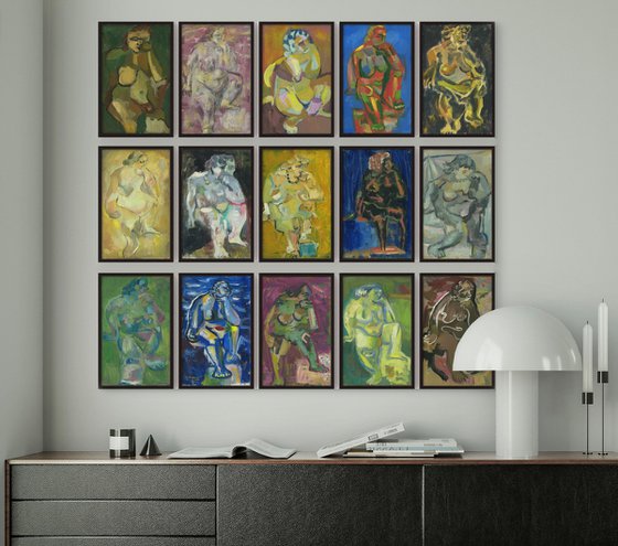 Nude paintings original art set
