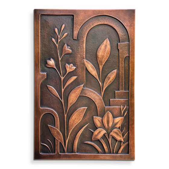 "Copper Botanica" Metal Wall Relief