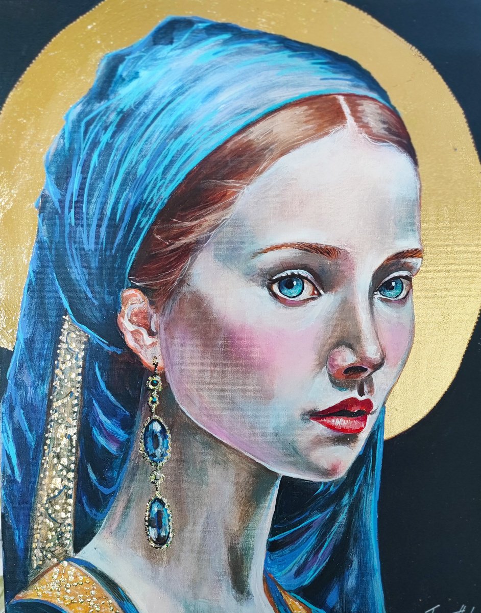 Photorealistic Portrait Acrylic Painting By Tatajana Obuhova, 16 X 20", Portrait Of Lady, Original Artwork