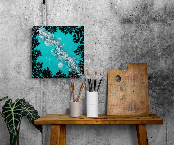 Turquoise night – moonlit forest