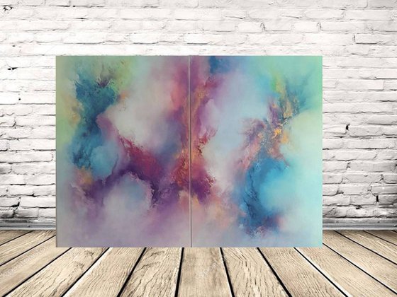 Sweet Spring  (Large Diptych Oil Painting - 100cms X 70cms)