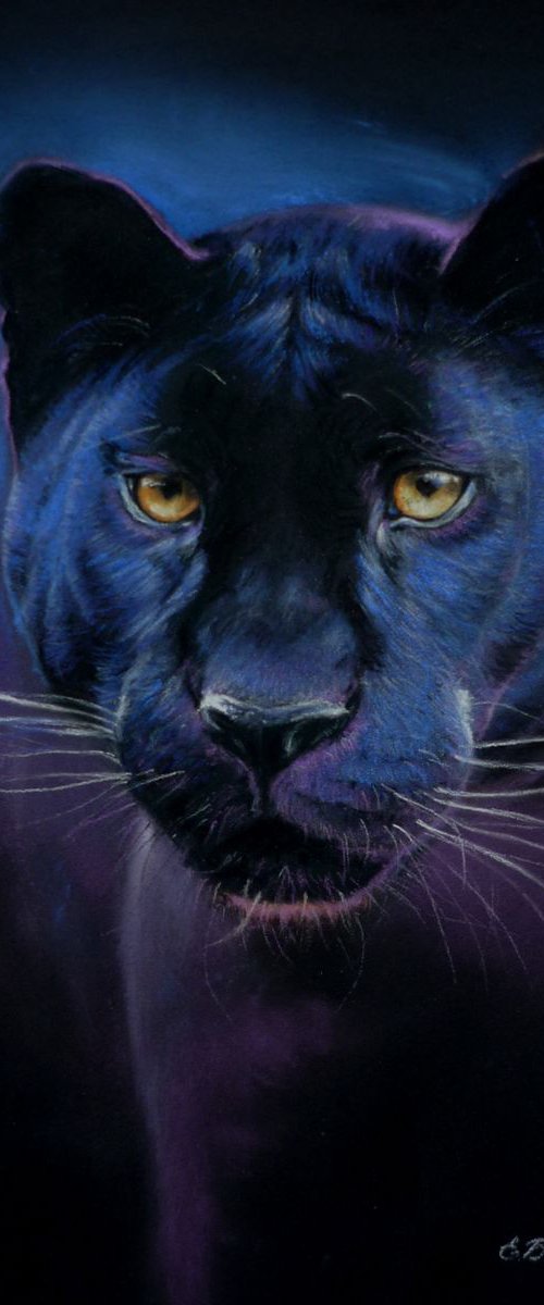 Panther. Portrait of pastel. Animalistic by Elena Bondarenko