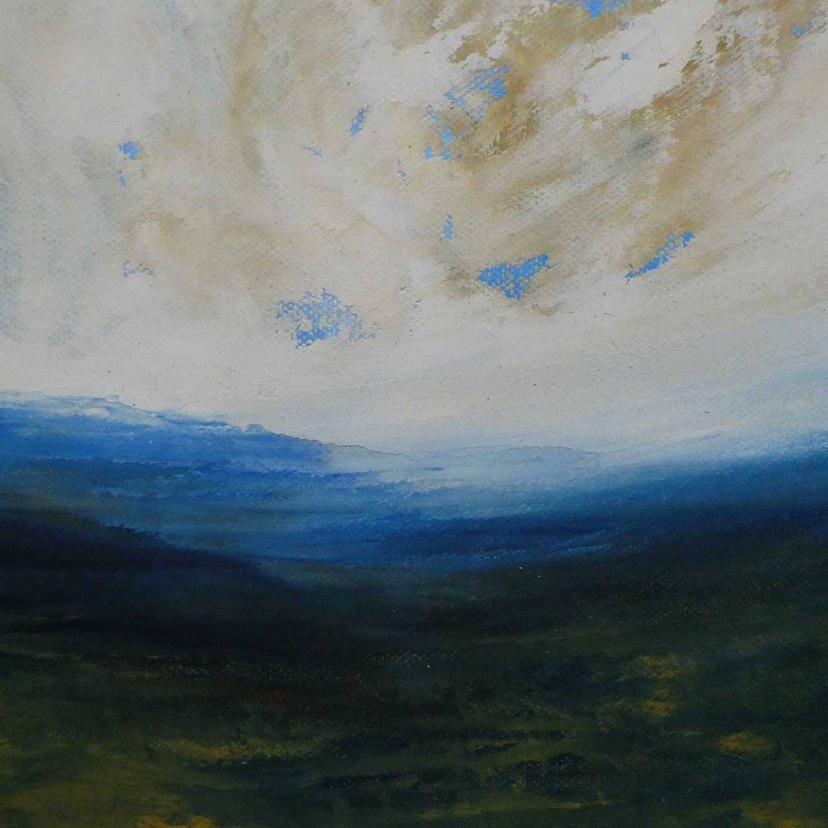 Expressive Landscape Acrylic Painting By Oconnart, 10 X 10", Twilight Moors, England, Original Artwork