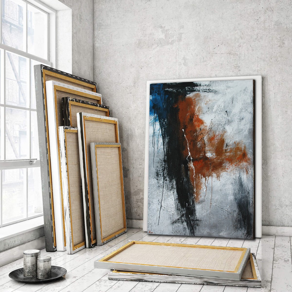 Abstract Acrylic Painting By Rumen Spasov, 26 X 38", "Discernment", Original Artwork