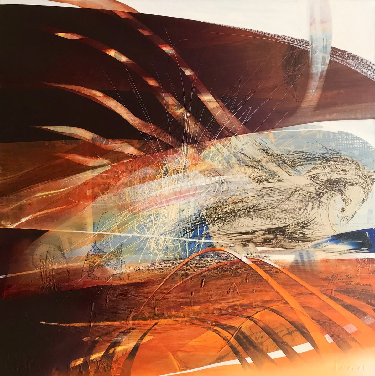 Organic Animal Acrylic Painting By Marina Volkova, 39 X 39", Red Soil 2, Original Artwork