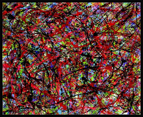 CARIBBEAN NIGHT,  Pollock inspired, framed by Tomaž Gorjanc - Tomo