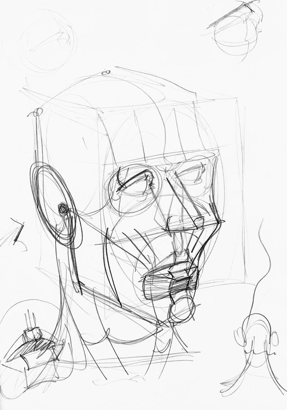 Abstract portrait 2020-2021. Original pencil drawing