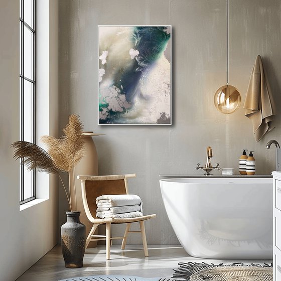 Ivory Abstract with Silver