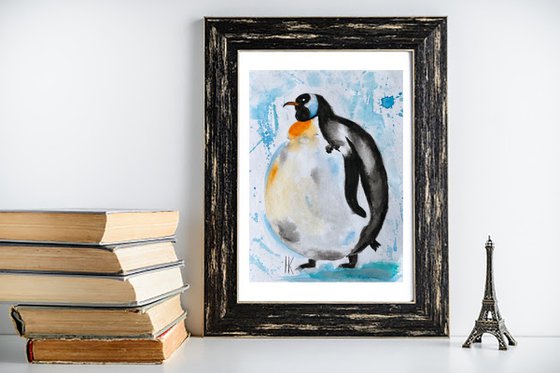 Penguin Original Watercolor Painting