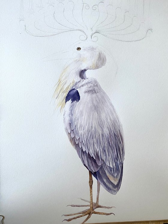 Heron with a Golden Candelabra