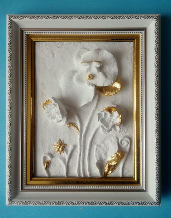 sculptural wall art "Three Flowers"